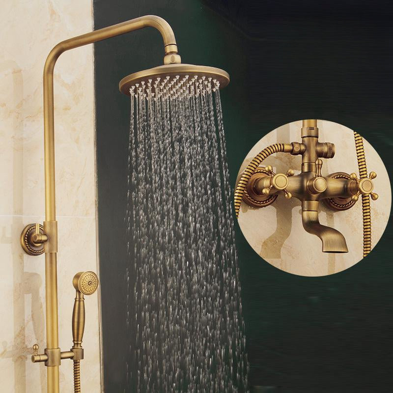 Vintage Kobbershower Sæt Med Messingarmatur Og Funktionelle Bruserhoveder