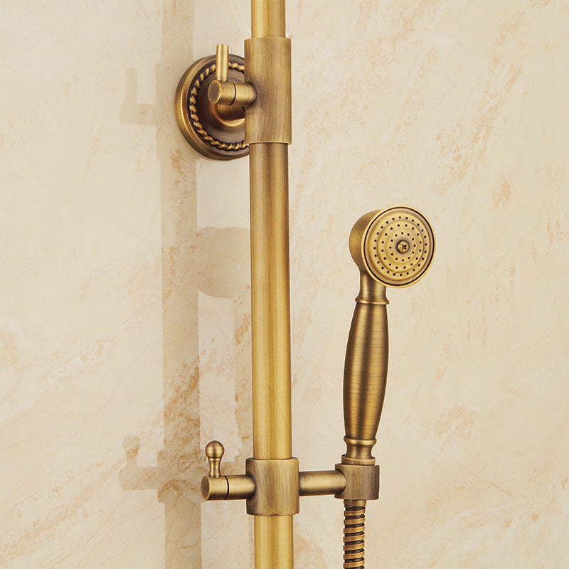 Vintage Kobbershower Sæt Med Messingarmatur Og Funktionelle Bruserhoveder