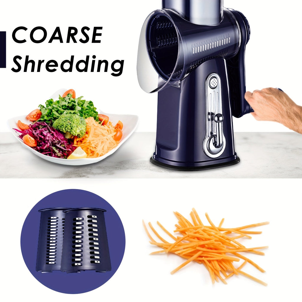 Multifunktionel roterende køkkenrivjern – 5-i-1 oste- og grøntsagsrivere med skridsikker bund