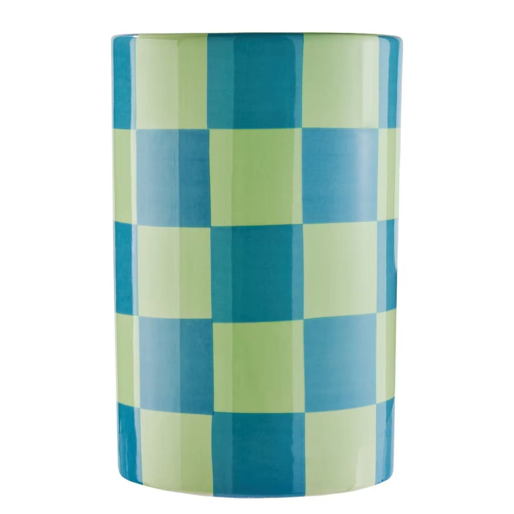 CHECKER Vase – Moderne Keramikvase med ternet mønster i pastelfarver