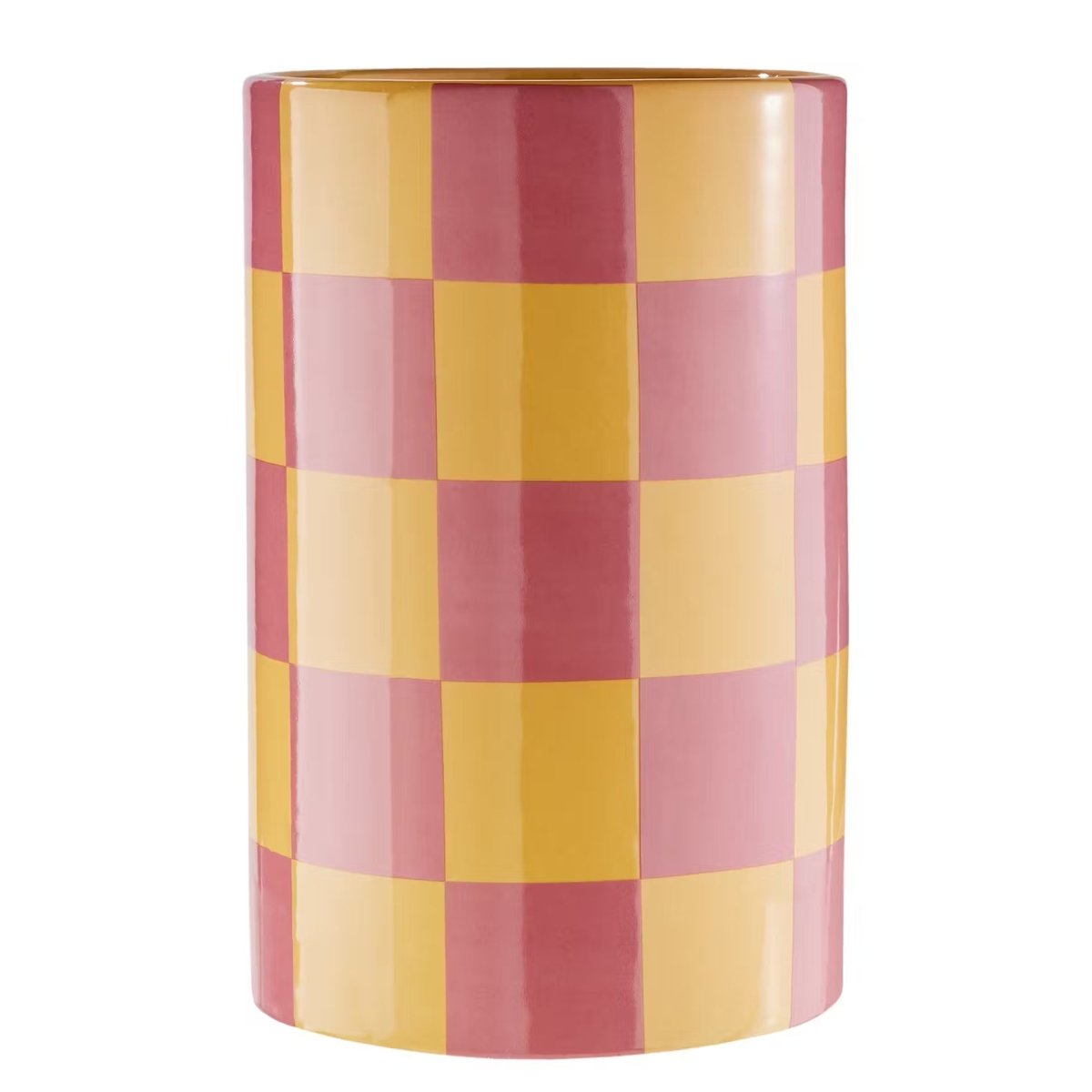 CHECKER Vase – Moderne Keramikvase med ternet mønster i pastelfarver