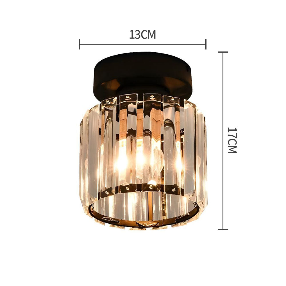 Krystalglas Loftlampe – Messingbeslag & Kompakt Design