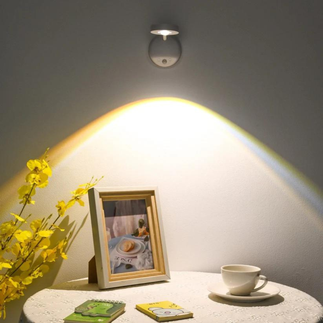 Trådløs LED-Spotlight - 360° roterbar & dæmpbar med bevægelsessensor