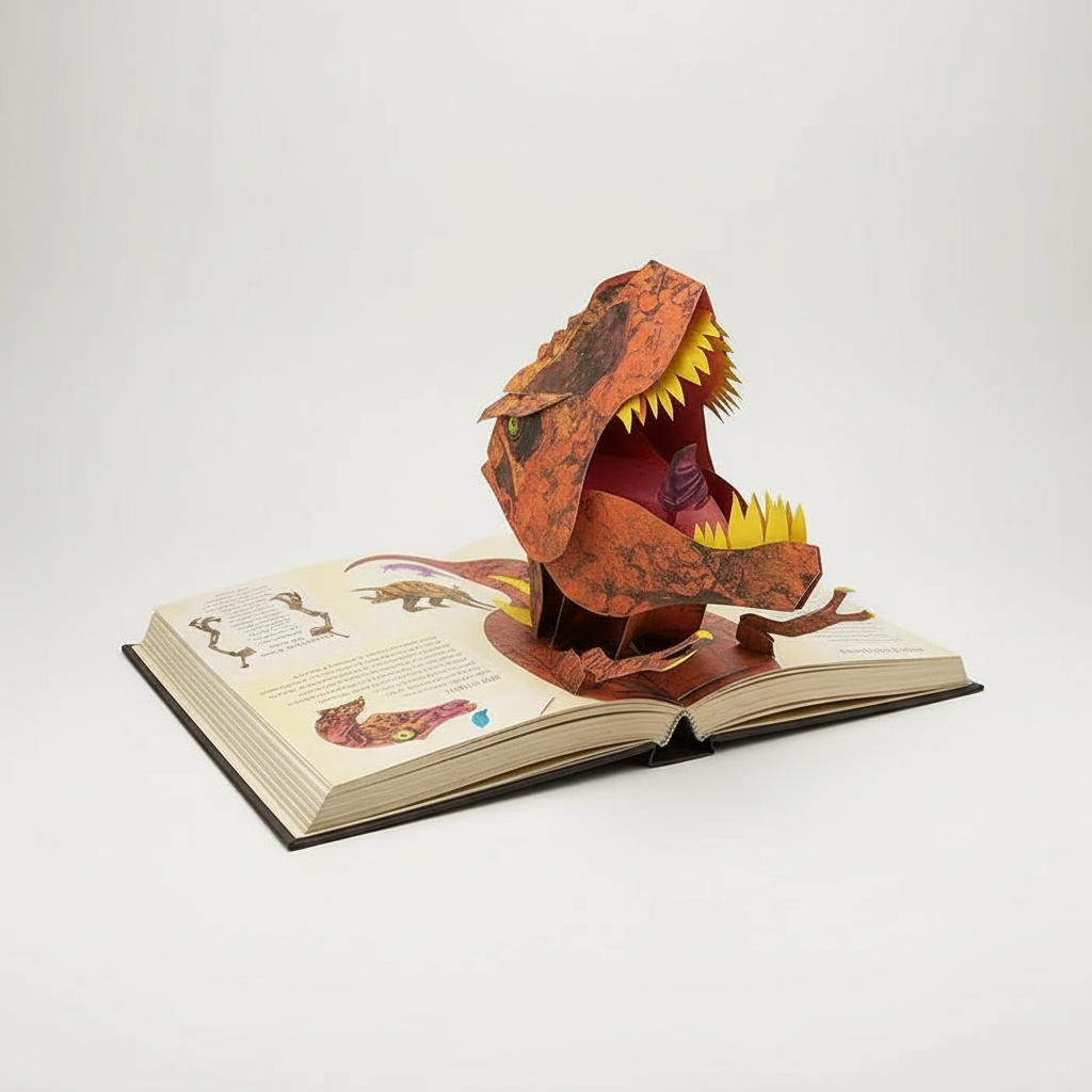 3D Pop-Up Dinosaurer Bog med Interaktive Sider til Børn Edu