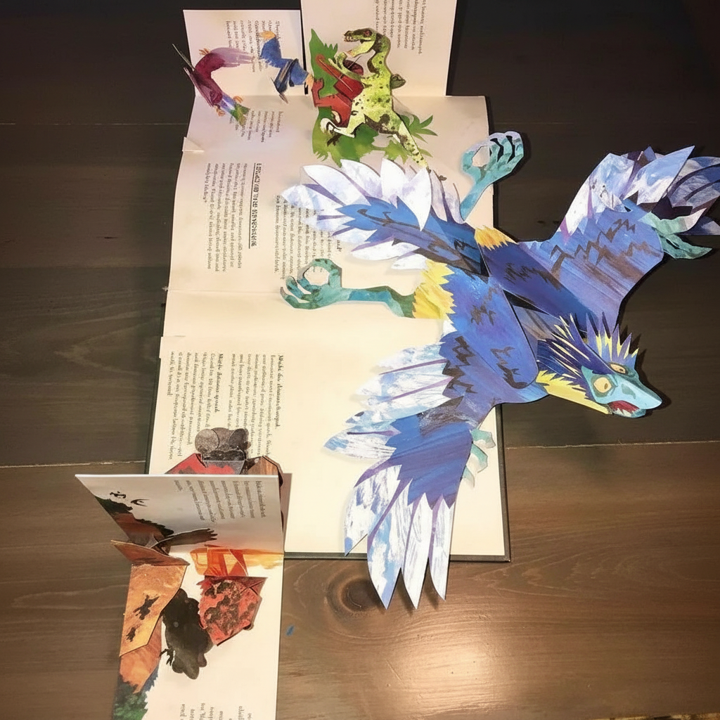 3D Pop-Up Dinosaurer Bog med Interaktive Sider til Børn Edu