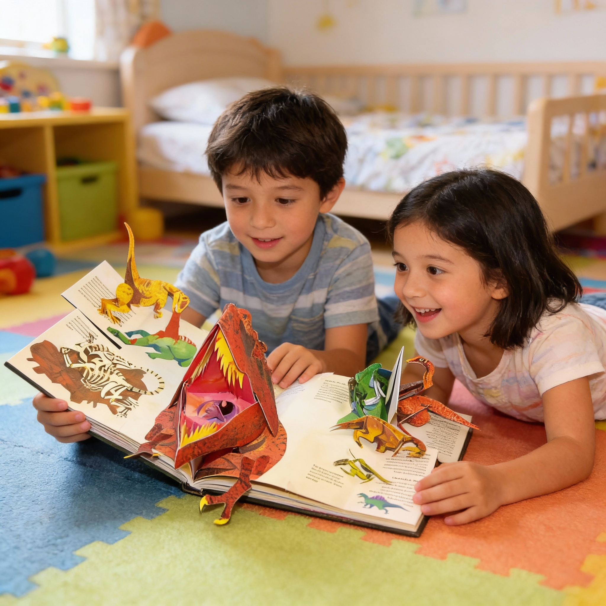 3D Pop-Up Dinosaurer Bog med Interaktive Sider til Børn Edu