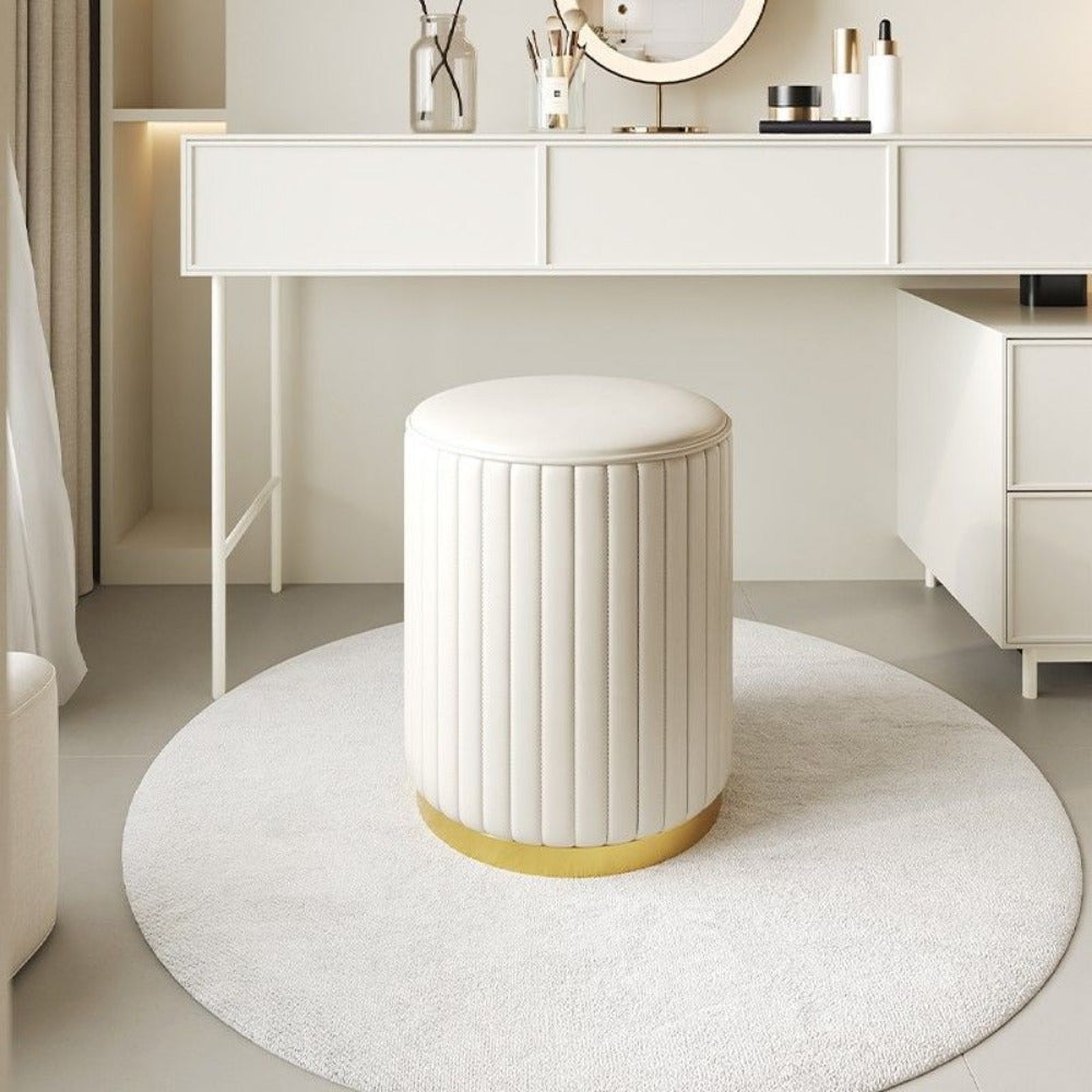 Nordisk Chic Opbevaringspuf – Stilfuld Rund Puf med Opbevaring og Spejlfinish