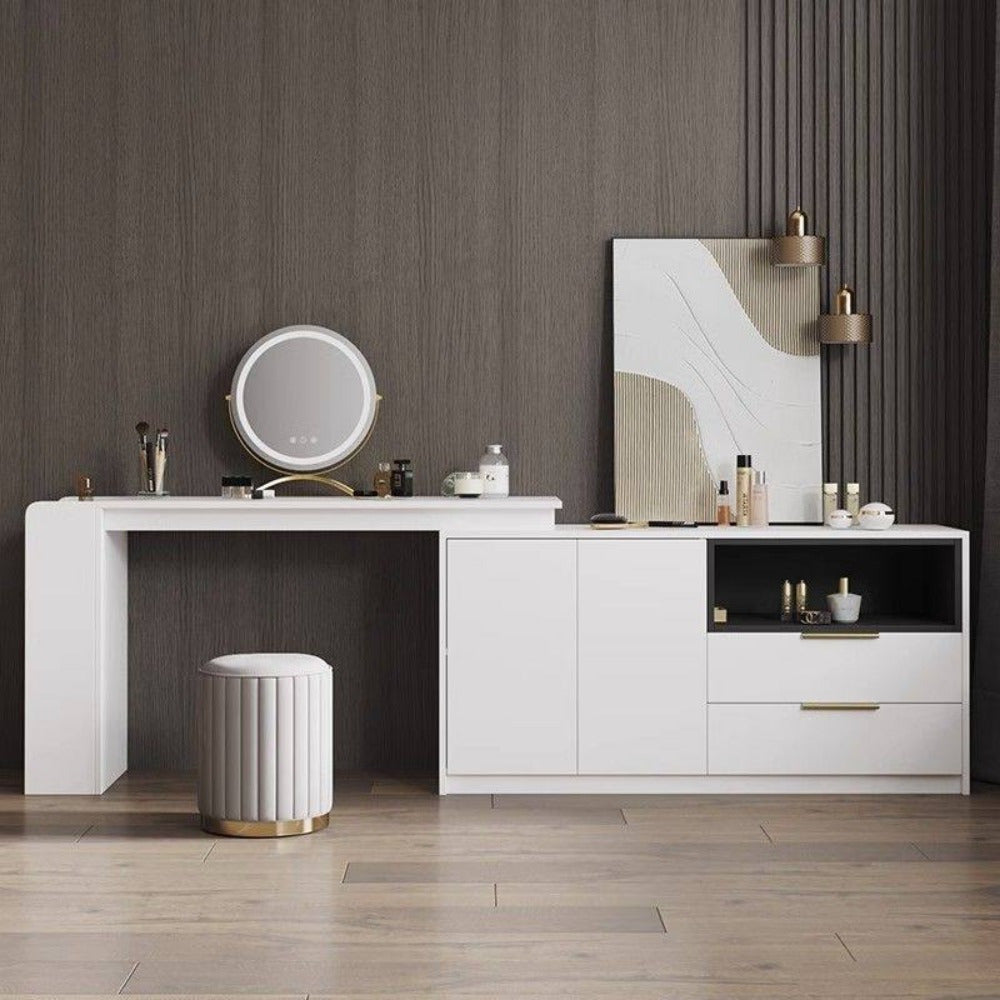 Nordisk Chic Opbevaringspuf – Stilfuld Rund Puf med Opbevaring og Spejlfinish