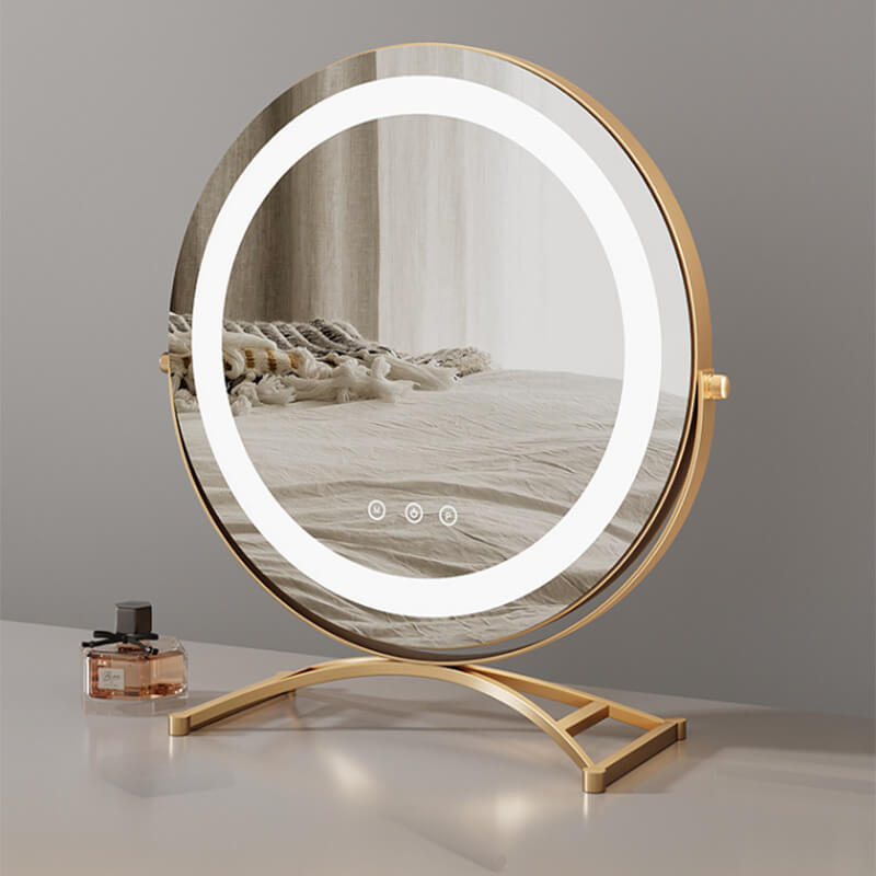 Sminkespejl med Dimmable LED Lys og 360 Grad Rotation, Touch Kontrol