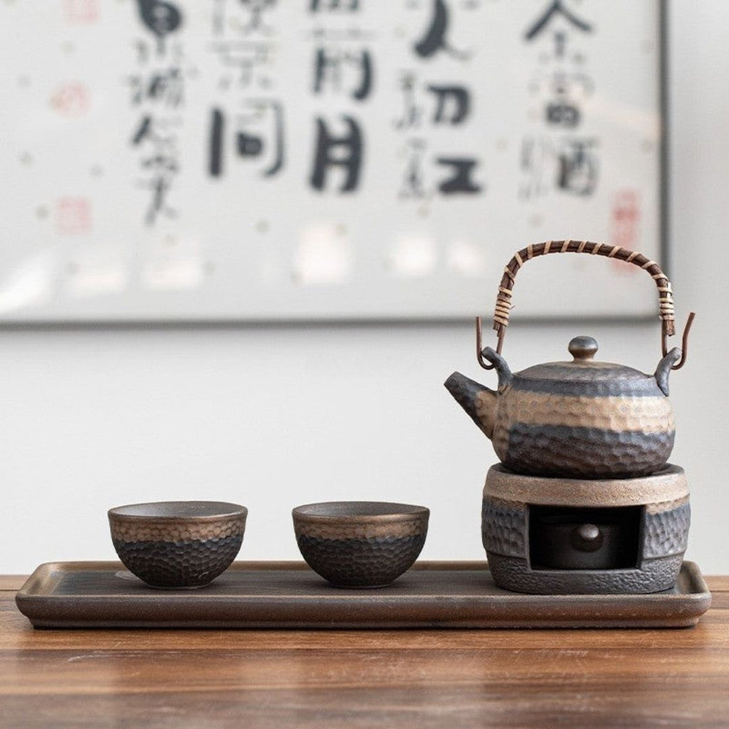 Japansk Keramisk Te-Sæt med Varmer for Fred og Elegance