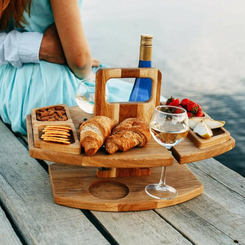 Bærbart Træ-Piknik-Vinbord – WineNest
