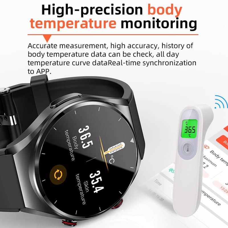 Én-Klik Blodsukker Blodtryk Ekg/Ekg Hrv Hjerteovervågning Suga Pro Sundhed Smartswatch
