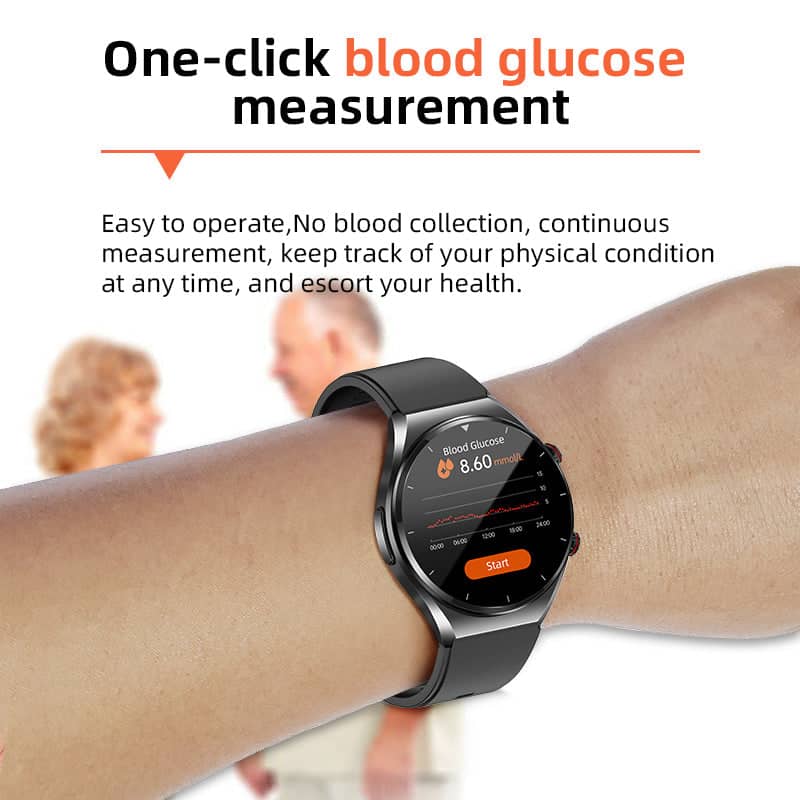 Én-Klik Blodsukker Blodtryk Ekg/Ekg Hrv Hjerteovervågning Suga Pro Sundhed Smartswatch
