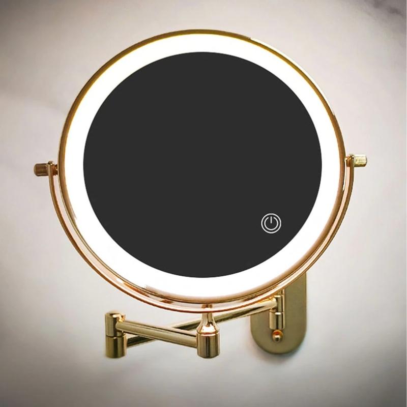 Luxeva Gold LED Forstørrelsesspejl Genopladeligt Til Badeværelset