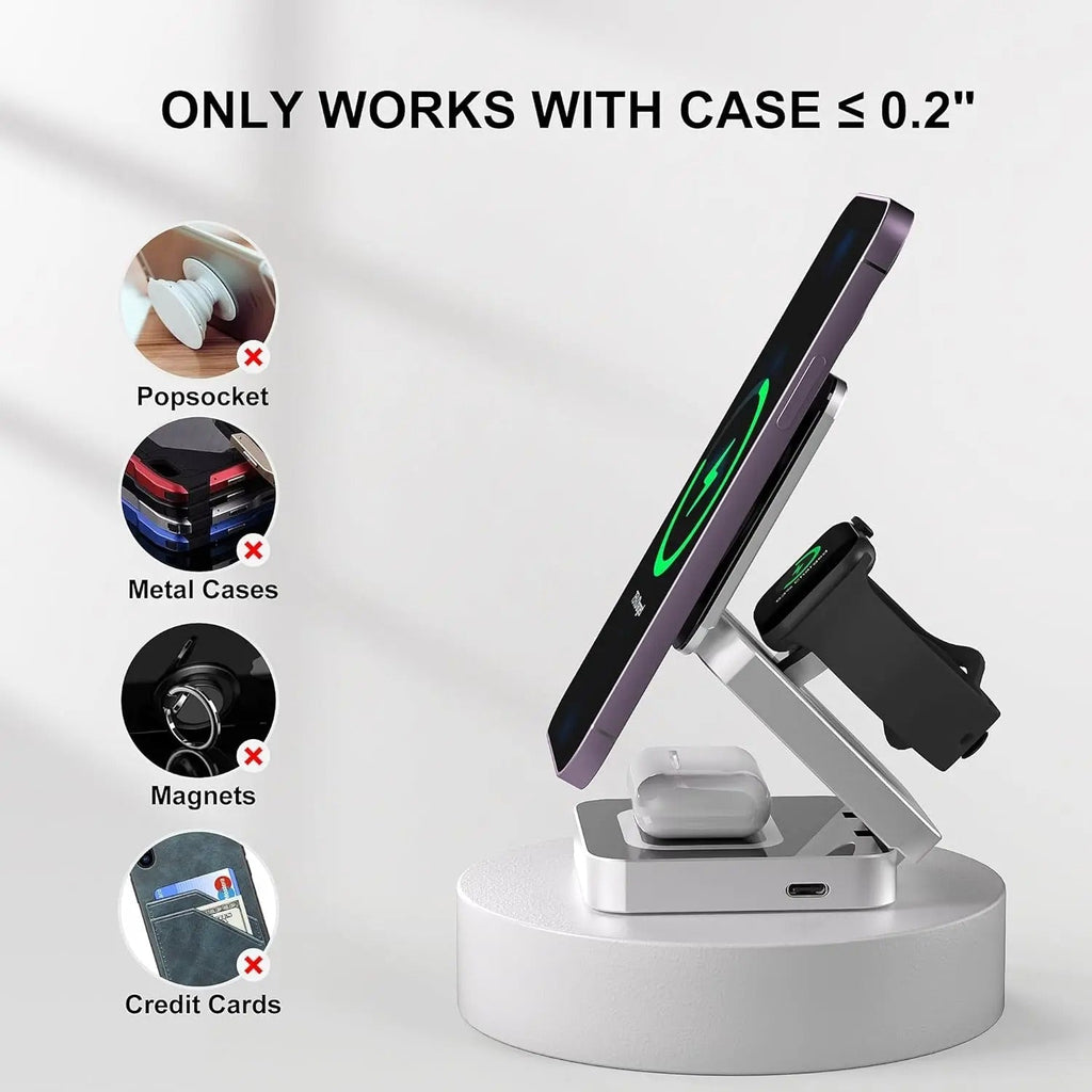 Kompakt Magnetisk Foldbar Trådløs Oplader til iPhone og AirPods