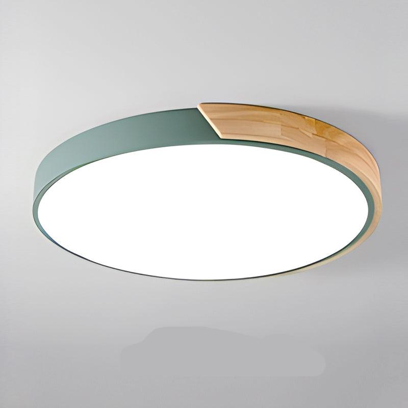 Aelora | Nordisk Træ Cirkulær Loftlampe med Varm Glød