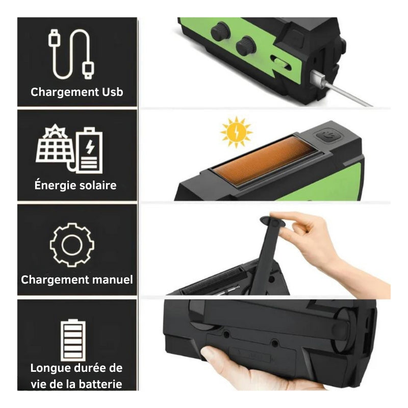 Multifunktionel solradio med powerbank 4000 mAh