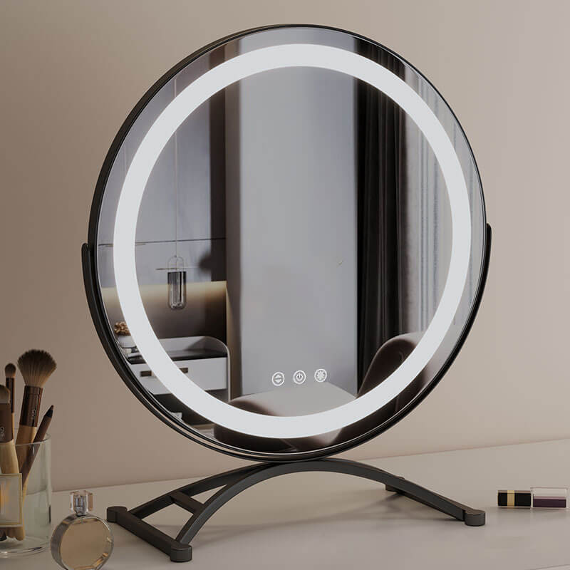 Spejl med Dimmbar LED Lys og 360 Grad Rotation, Touch Kontrol