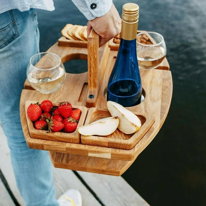 Bærbart Træ-Piknik-Vinbord – WineNest