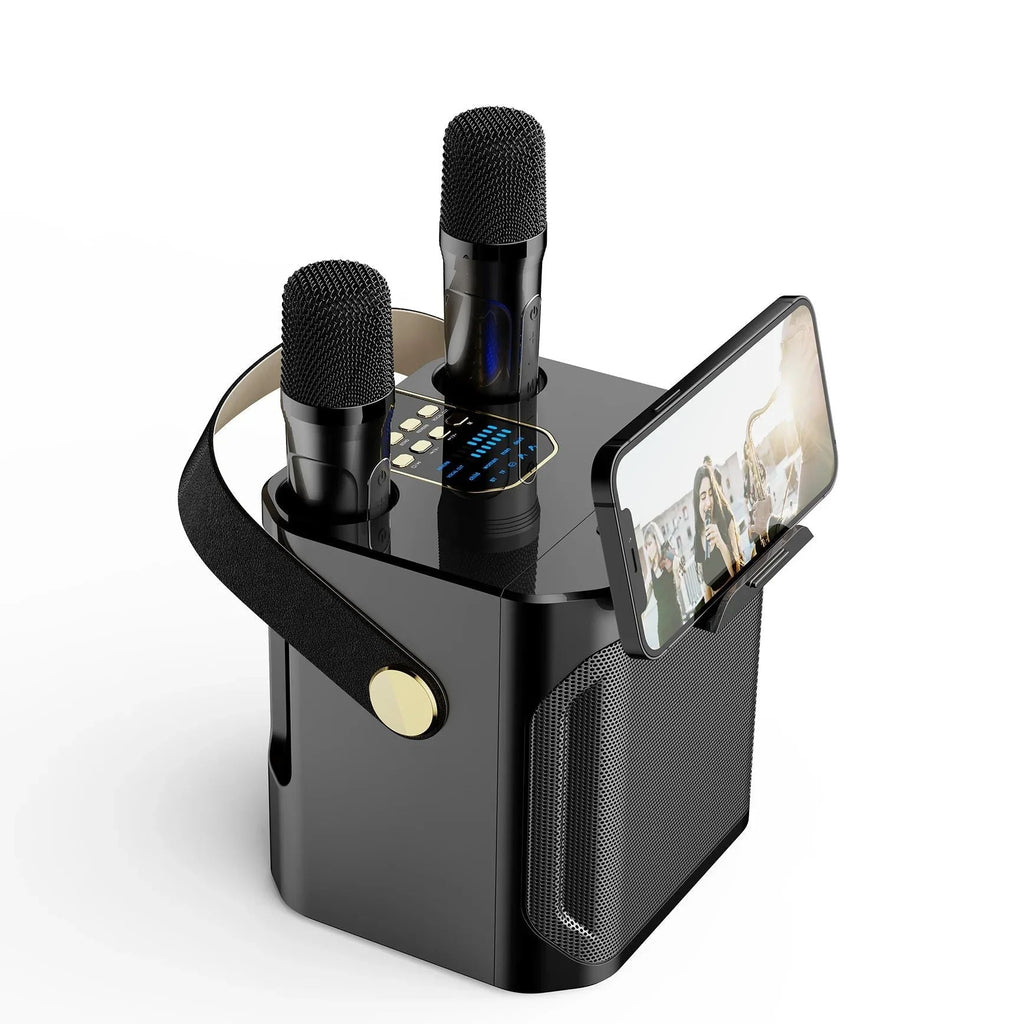 Karaoke Bluetooth-højttaler – 360° Surround Trådløs Subwoofer med Dual Mics