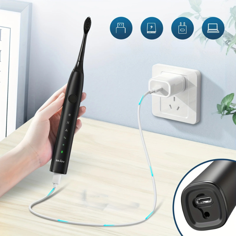 Genopladelig Sonic Tandbørste med Flere Børstemodes og USB Opladning