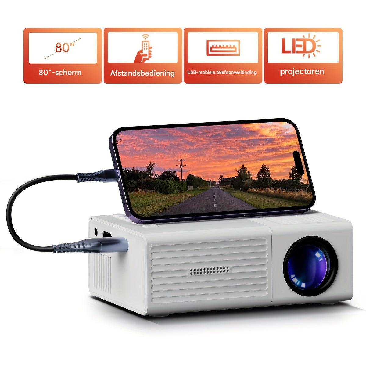 Mini Projektor – Bærbart design med 3000 lumen & HDMI/USB for klare billeder overalt