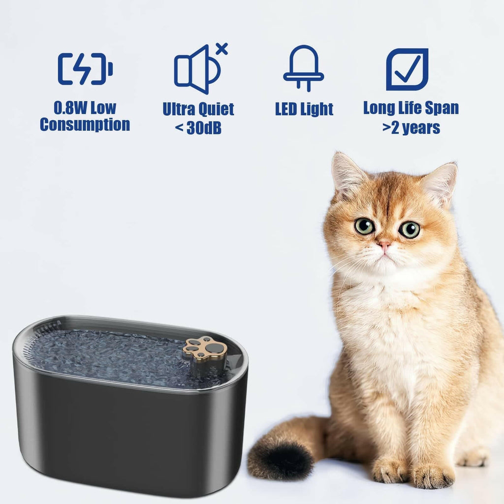 Bolendo Pet Ultra-stille Vanddispenser med LED-belysning Vandfontæne