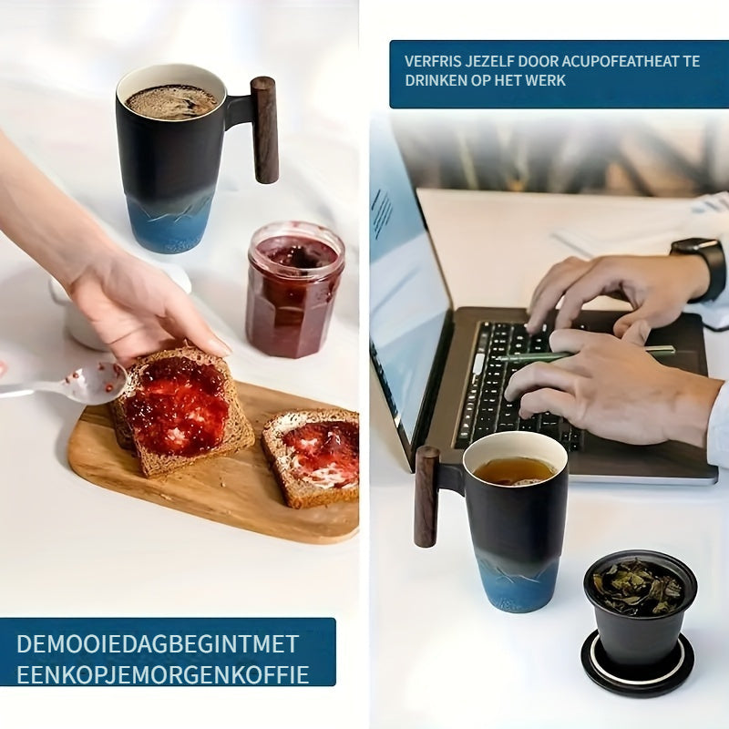 Håndlavet Keramisk Te Kop med Si – Autentisk Design og Praktisk Brug