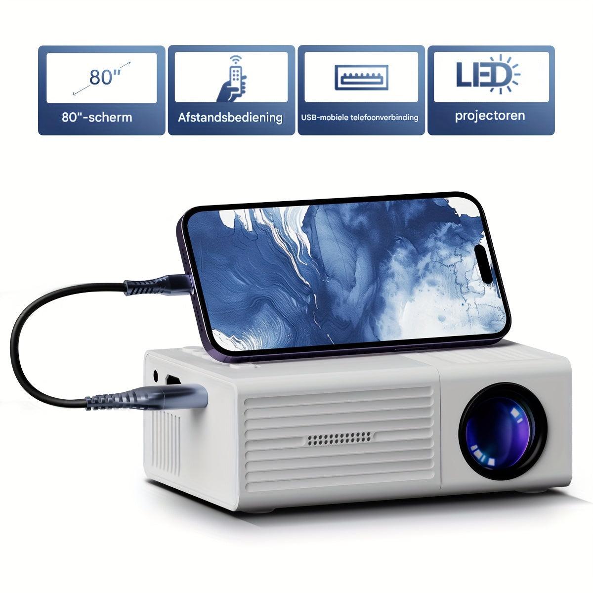 Mini Projektor – Bærbart design med 3000 lumen & HDMI/USB for klare billeder overalt