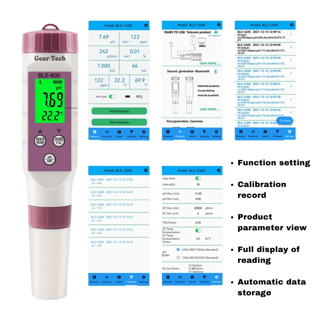 AquaSense 7 Parameter Digital Pool Tester Til pH Og Klor