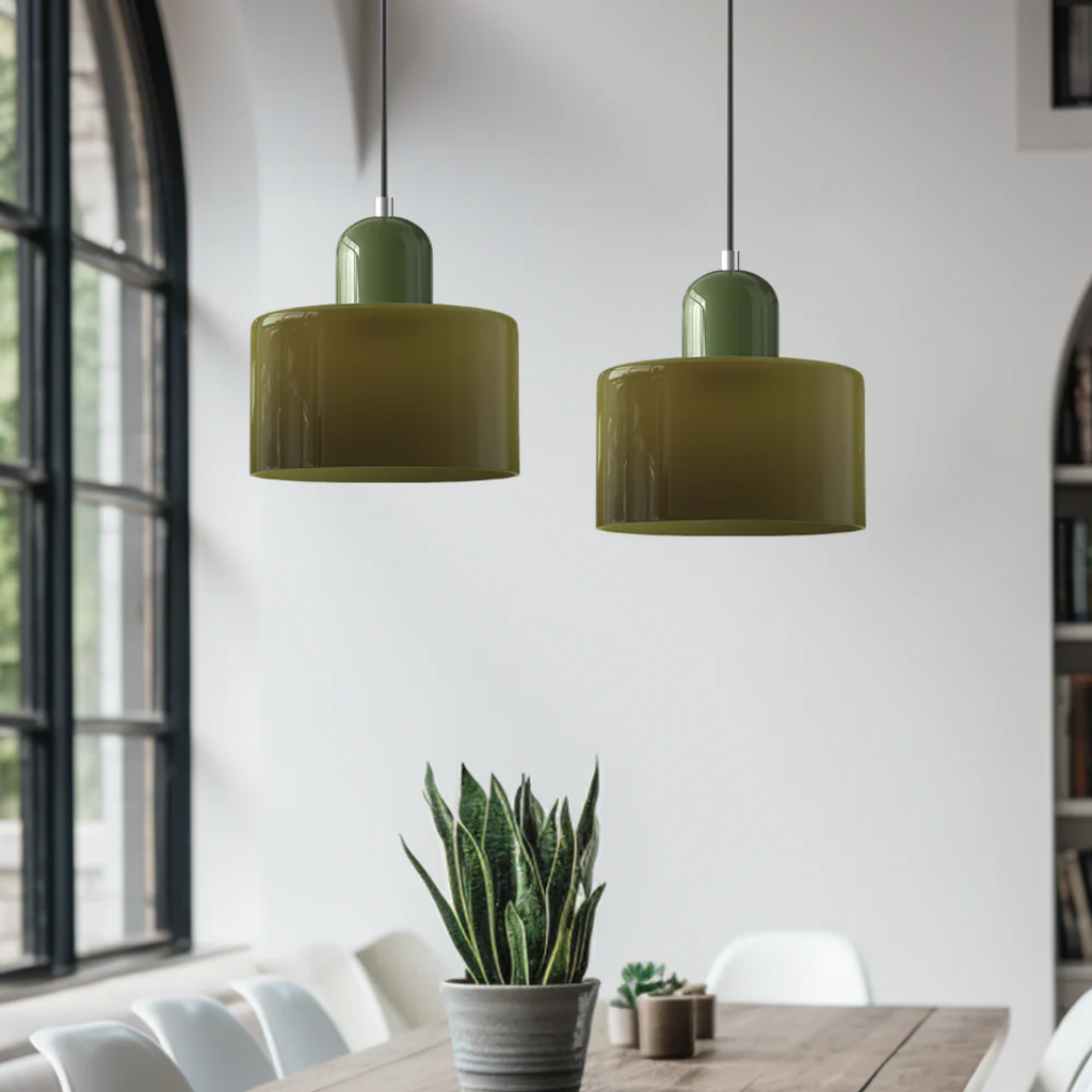 Retro Pendellampe med Glas Skærm og Justerbar Ledning for en Varm Atmosfære