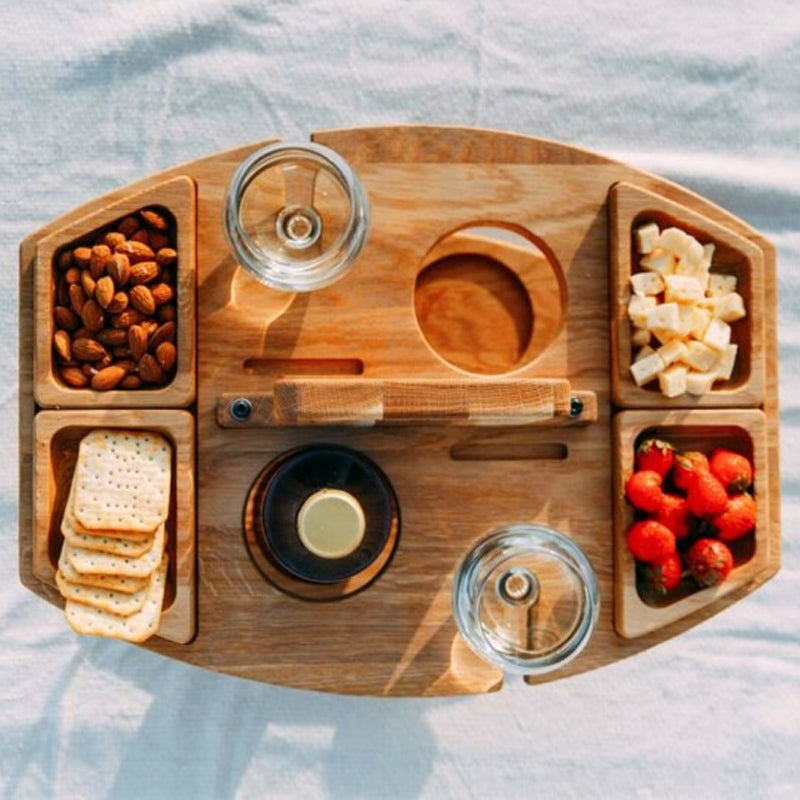 Bærbart Træ-Piknik-Vinbord – WineNest