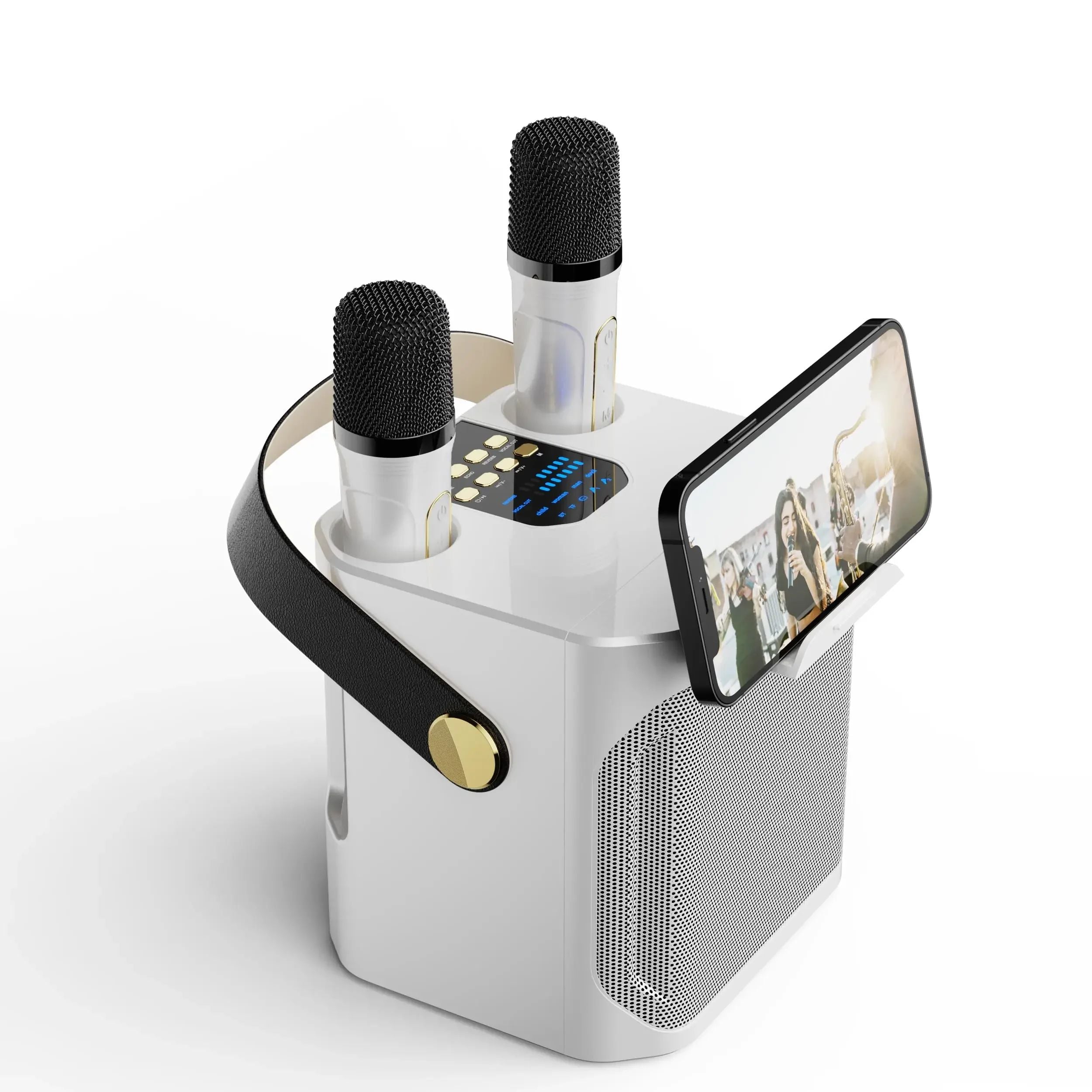 Karaoke Bluetooth-højttaler – 360° Surround Trådløs Subwoofer med Dual Mics