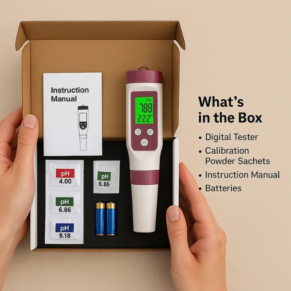 AquaSense 7 Parameter Digital Pool Tester Til pH Og Klor