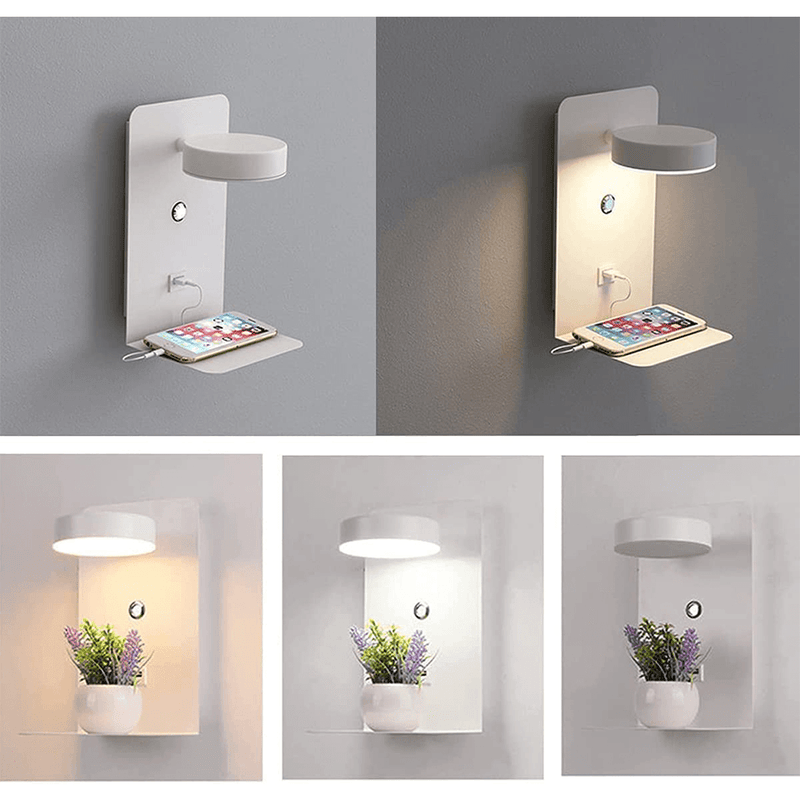 BrightSpot Nattlampe med Lader – 330° Rotation LED Skrivebordlys med USB Laderdock