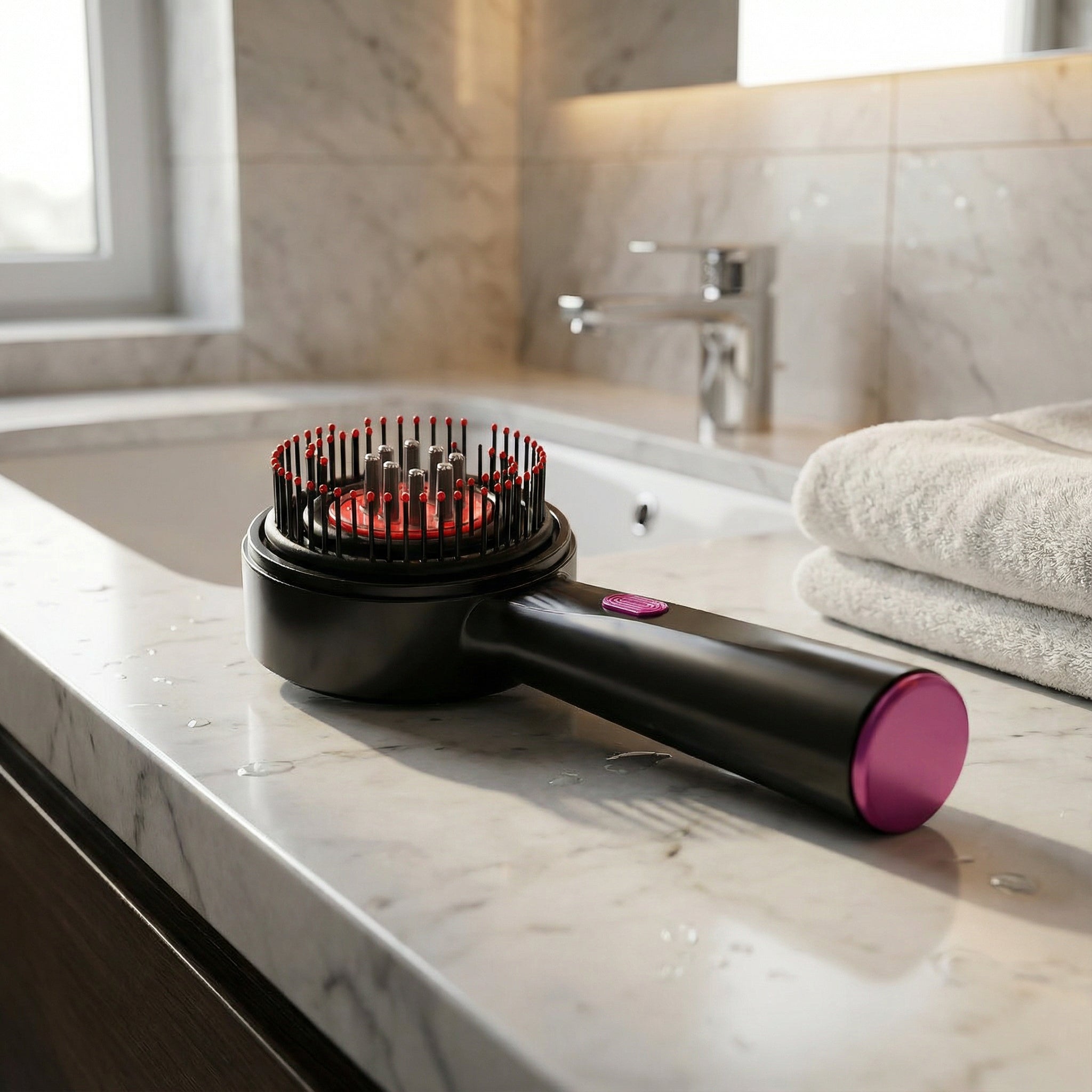 Elektrisk Massagekam – Vibration, Rødt lys & Ergonomisk Design