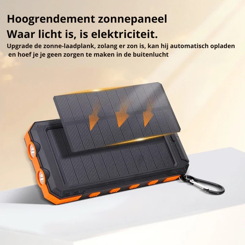 Bærbar Solenergi Power Bank med Hurtig Opladning og Dobbelt LED Lygte til Udendørsbrug