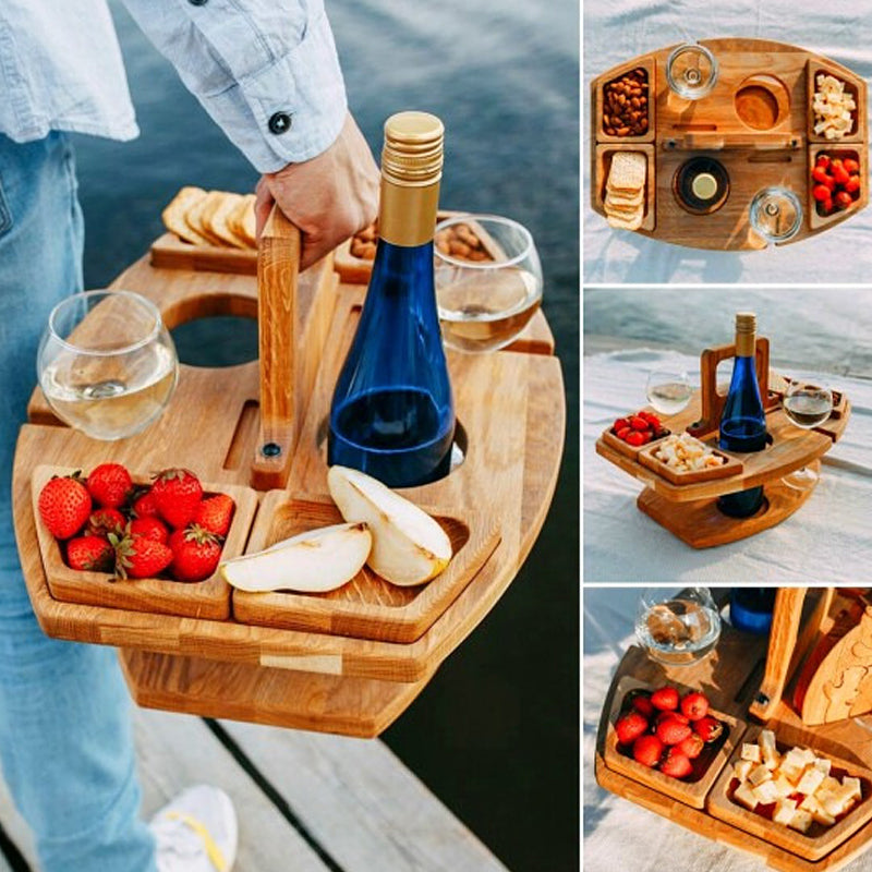 Bærbart Træ-Piknik-Vinbord – WineNest