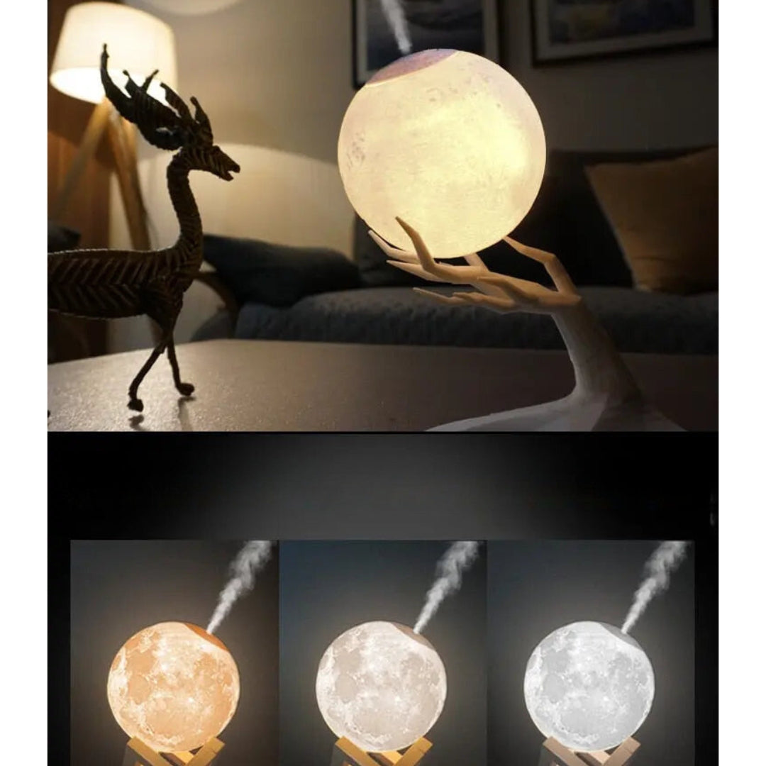 CalmAura – Lampe & Luftfugter med trinløs lysstyrke – Stille