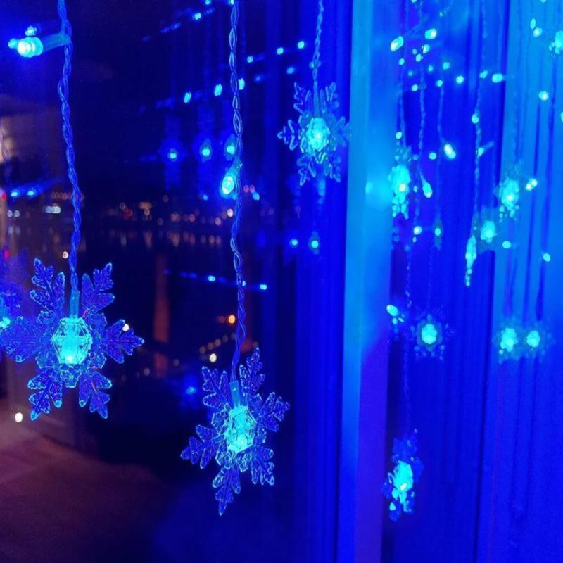 LED-Gardin Lyskæde med Snefnug | Indendørs & Udendørs