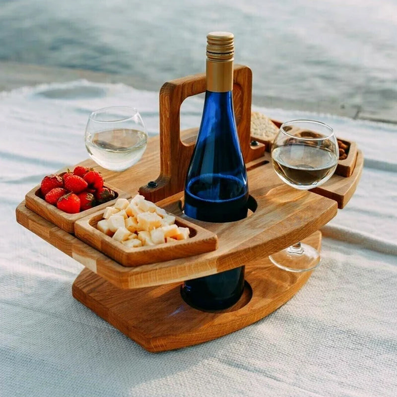 Bærbart Træ-Piknik-Vinbord – WineNest