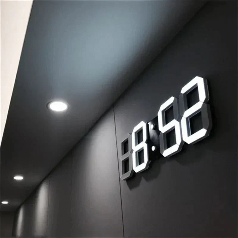 Digital 3D LED Vægur – Moderne Design med Dæmpningsfunktion og Optimal Synlighed