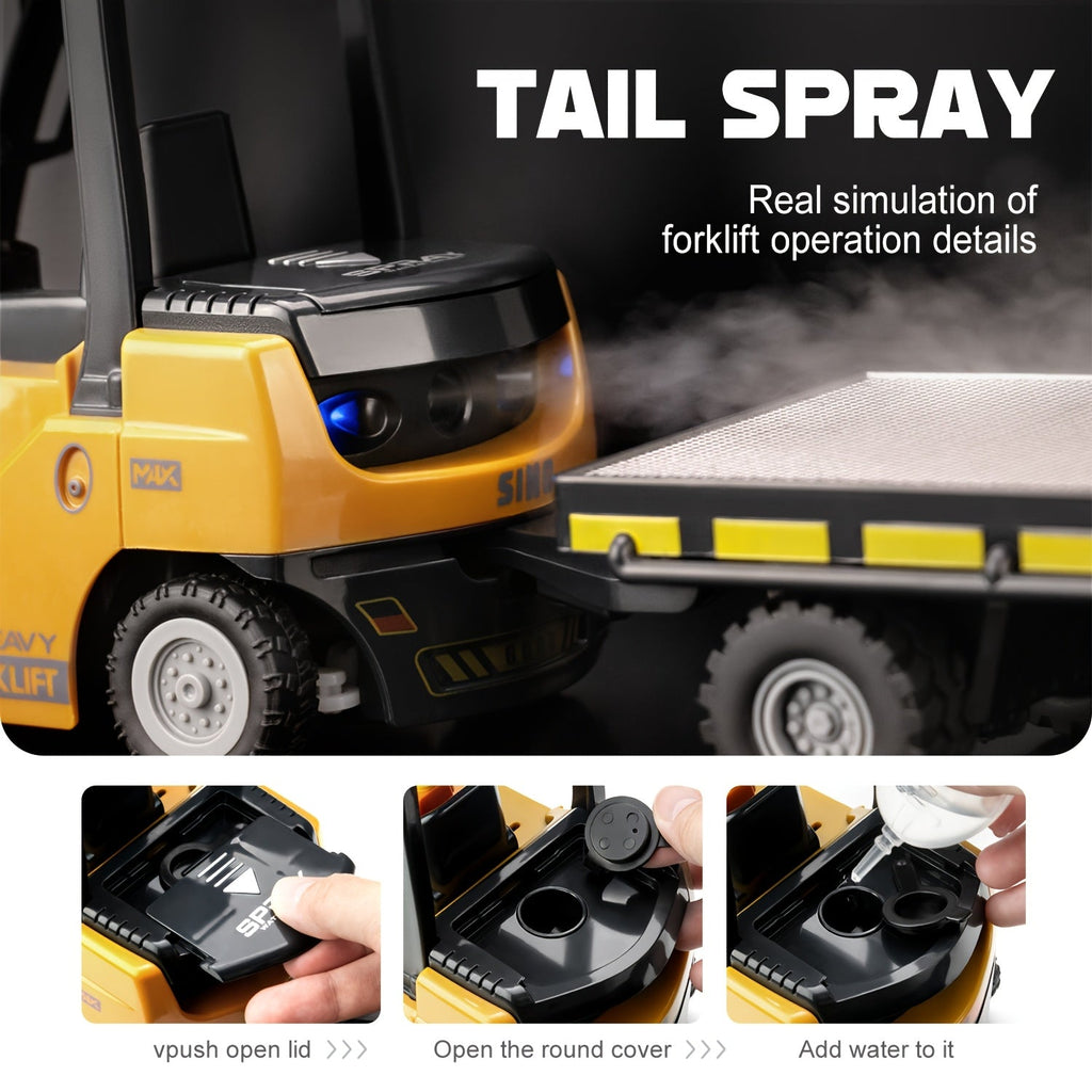 Heavy Duty Fjernstyret Gaffeltruck – 1:24 Skala med Lygter & Trailer