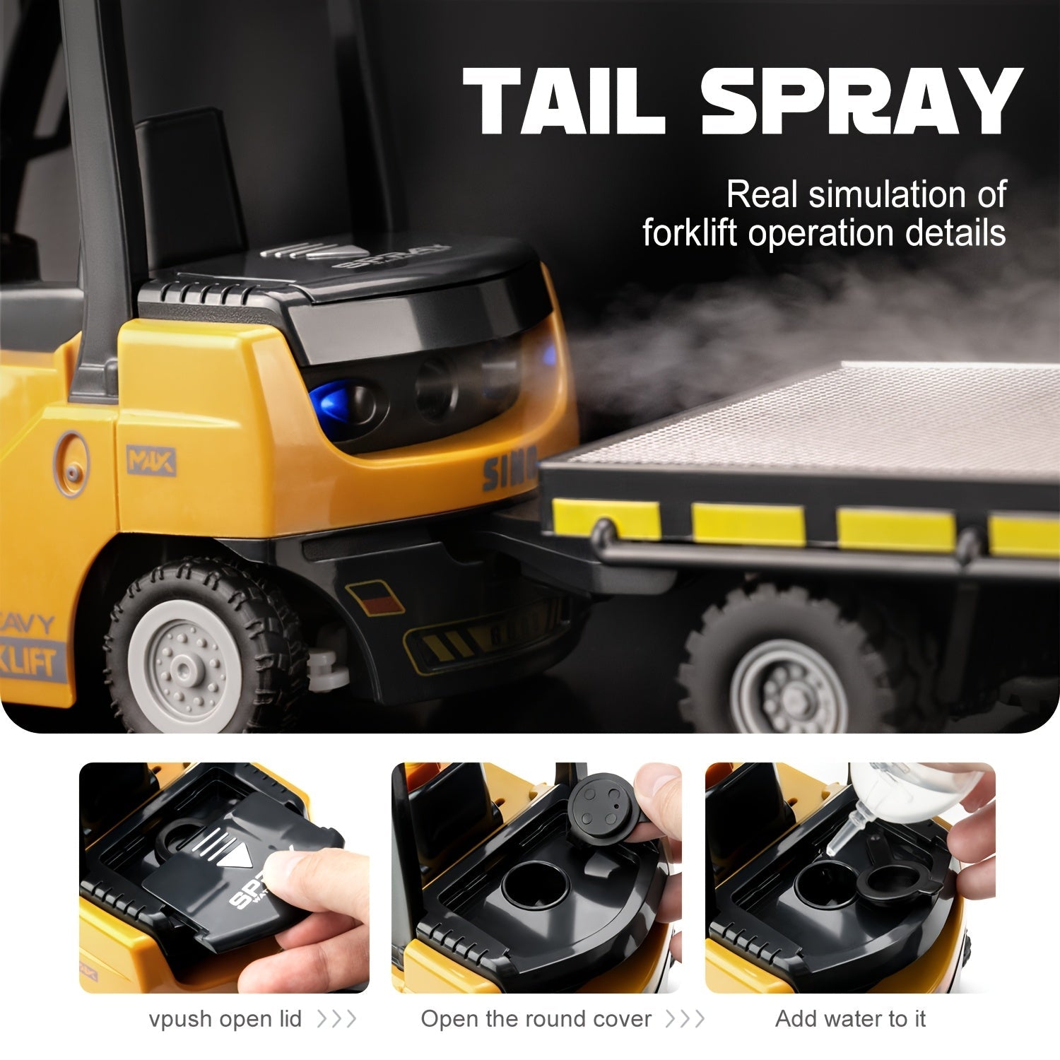 Heavy Duty Fjernstyret Gaffeltruck – 1:24 Skala med Lygter & Trailer