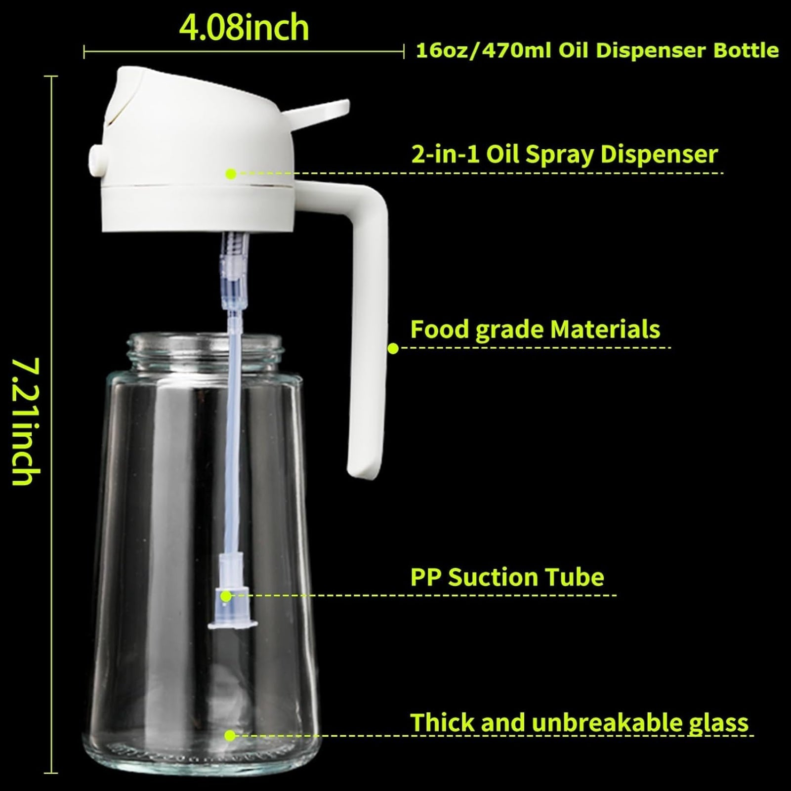 2-i-1 Olie dispenserflaske | Oliepumper og dispenser | Sund madlavning