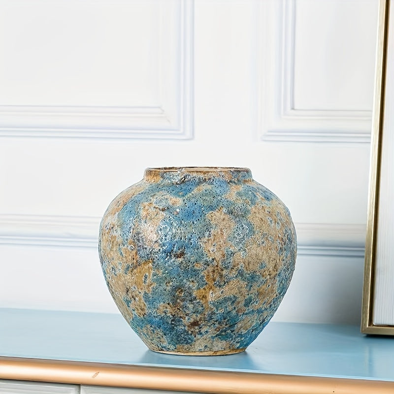 Unik Vintage Keramisk Vase – Håndlavet Blå Stentøj for et Autentisk Udseende