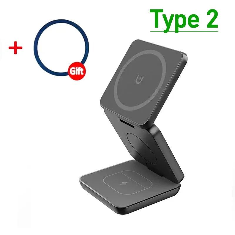 Kompakt Magnetisk Foldbar Trådløs Oplader til iPhone og AirPods
