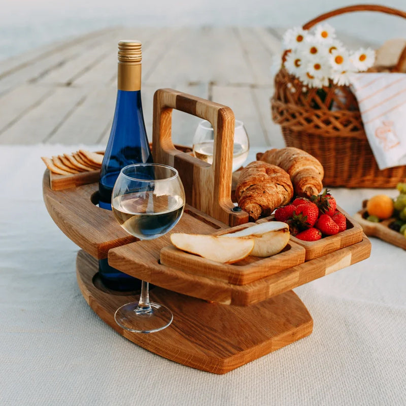 Bærbart Træ-Piknik-Vinbord – WineNest