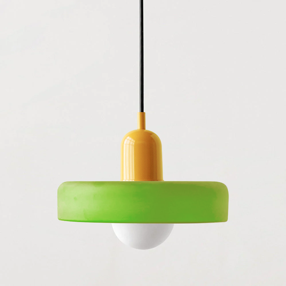 Bauhaus Pendellampe i Farget Glas med Justerbart Ophæng
