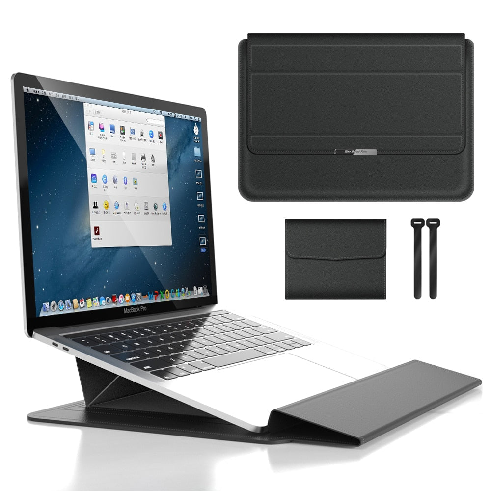 Laptop Sleeve med Indbygget Stativ – Beskyttende Etui til 11–16 tommer Laptops